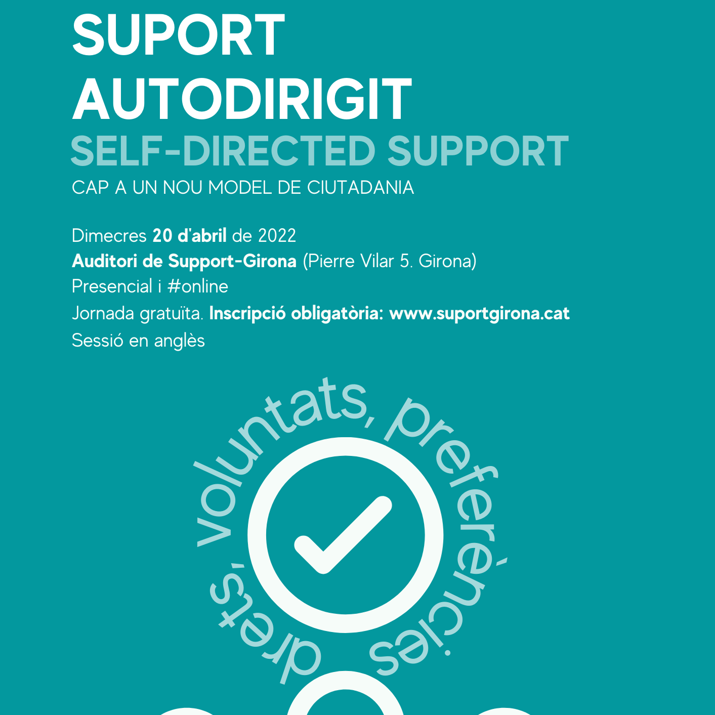 Dimecres 20 d'abril, sessió debat sobre el suport autodirigit a les persones amb discapacitat